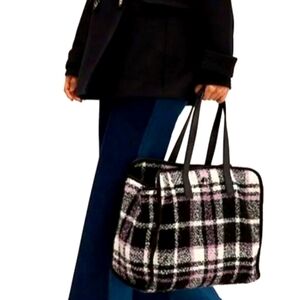 ❄️❄️ RARE Kate Spade New York Black/Lavender/Ivory Plaid  Large Morley Tote Bag